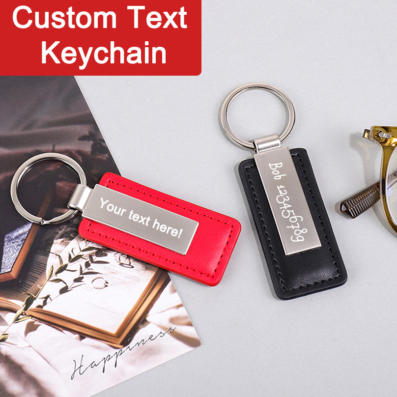 Personalized Engraved Gift - Gantungan Kunci Kulit PU Custom Nama,
