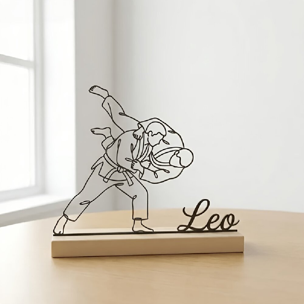 Personalized Engraved Gift - Patung Seni Bela Diri Judo Ukiran